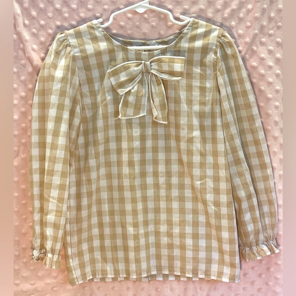 Beaufort Bonnet TBBC Beatrice Bow Blouse & Onesie-Keeneland Khaki Check Size 7